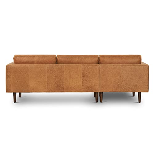 Cognac Tan Left-Facing Sectional Leather Couch - Timeless Elegance and Unmatched Comfort