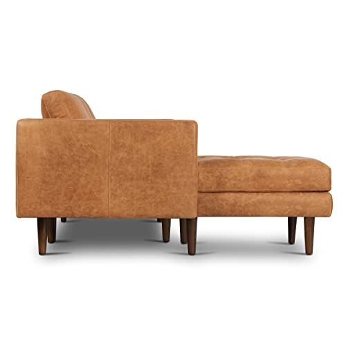 Cognac Tan Left-Facing Sectional Leather Couch - Timeless Elegance and Unmatched Comfort