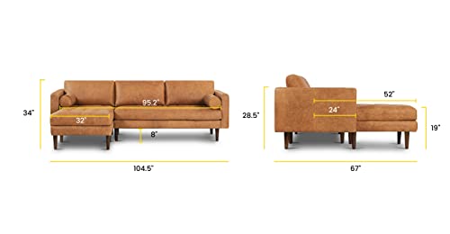 Cognac Tan Left-Facing Sectional Leather Couch - Timeless Elegance and Unmatched Comfort