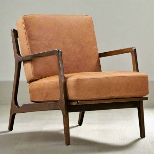 Cognac Tan Lounge Chair - Modern Elegance and Supreme Comfort