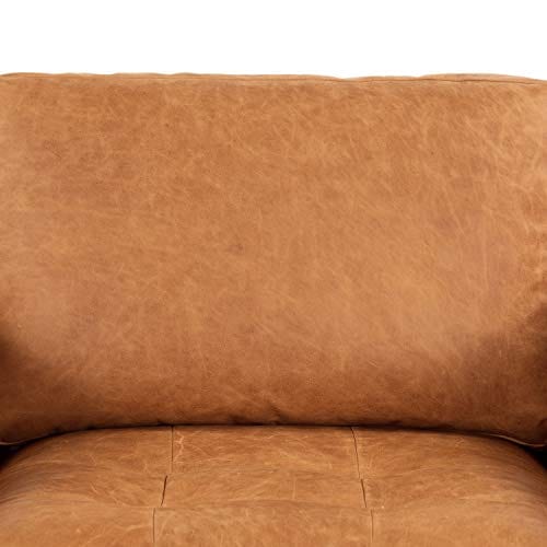 Cognac Tan/Walnut Full-Grain Pure-Aniline Italian Leather Lounge Chair - Luxurious Comfort