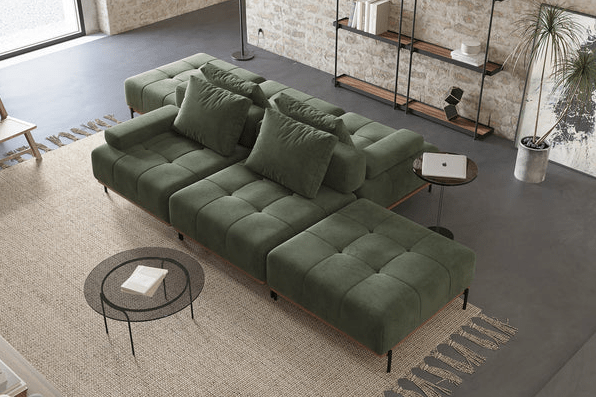 Customizable Configurations - Grand Modular Sofa with Blind Tufting, Deep Seat Armrest and Backrest