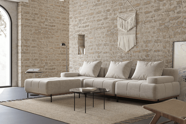 Customizable Configurations - Grand Modular Sofa with Blind Tufting, Deep Seat Armrest and Backrest