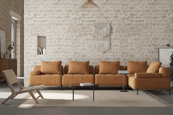 Customizable Configurations - Grand Modular Sofa with Blind Tufting, Deep Seat Armrest and Backrest