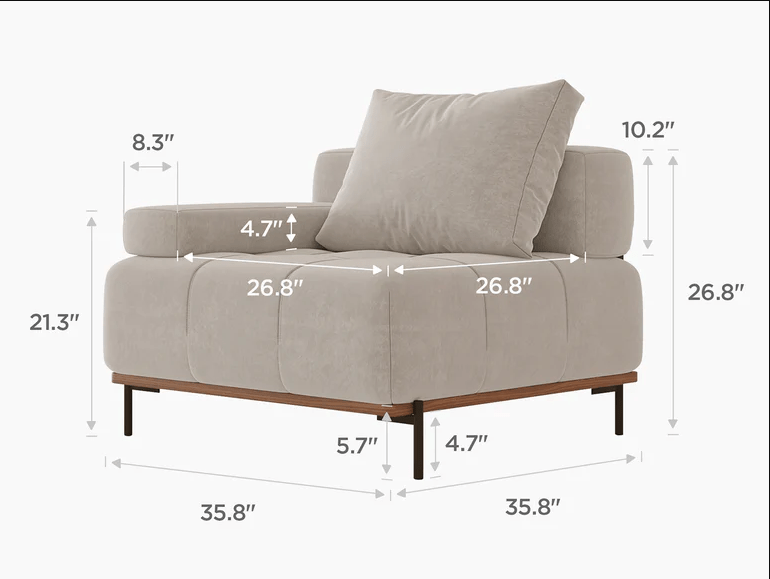 Customizable Configurations - Grand Modular Sofa with Blind Tufting, Deep Seat Armrest and Backrest