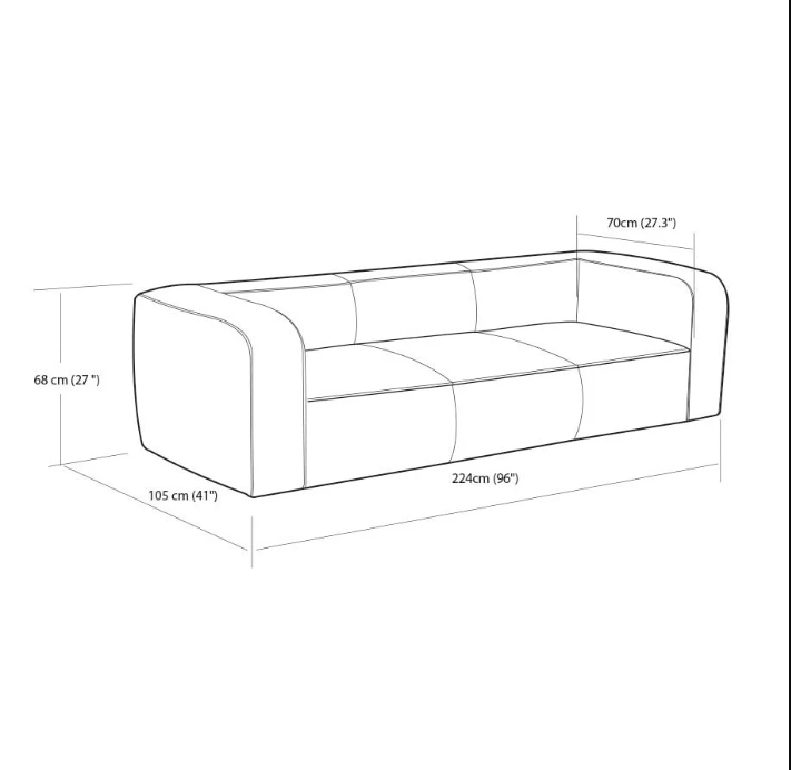 Fluffy Outback Bridle Italian Leather Sofa - Bohemian Style, High-Density Foam, Seats 3, 96-Inch Wide