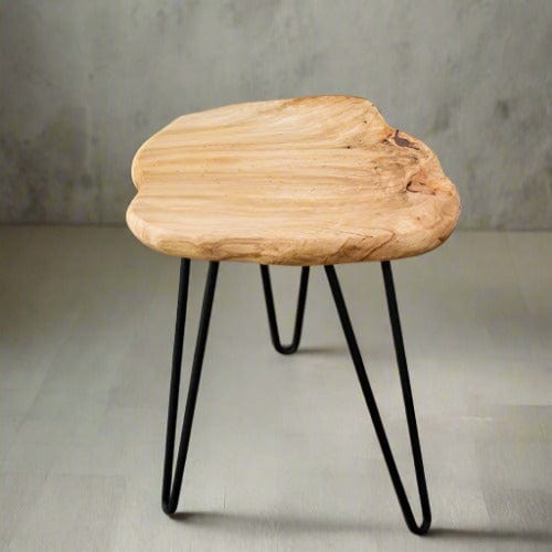Handcrafted Live Edge Cedar Root Side Table – Rustic Wood Stand with Hairpin Legs for Versatile Home Decor