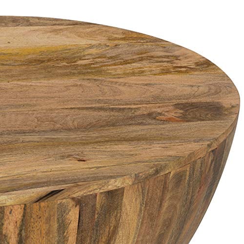 Handcrafted Natural Mango Wood Coffee Table with Non-Marking Rubber Feet - Fully Assembled