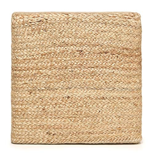 Handmade Jute Braided Cube Pouf Foot Stool Ottoman - Versatile Accent Chair and Footrest