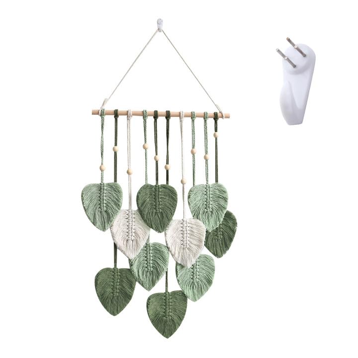 Handmade Macrame Leaf Wall Hanging - Large Chic Yarn Leaf Wall Decor - Boho Wall Art Tapestry