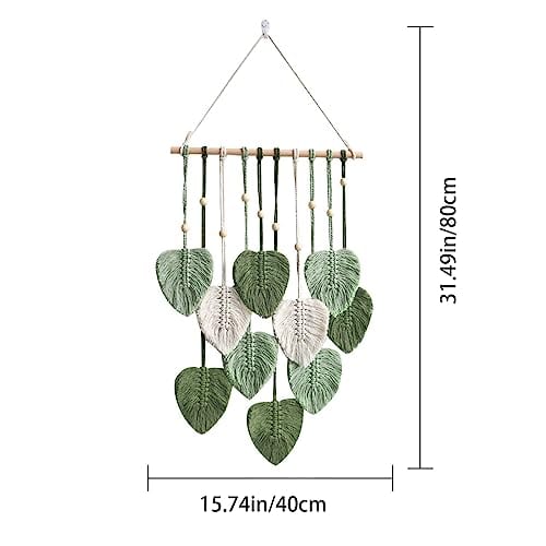 Handmade Macrame Leaf Wall Hanging - Large Chic Yarn Leaf Wall Decor - Boho Wall Art Tapestry