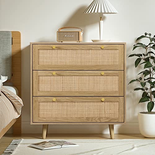 Handmade Rattan Chest of Drawers - Ample Storage Space, Bohemian Style, Durable Construction - Perfect for Bedroom, Living Room, Hallway - 31.5" x 15.75" x 36