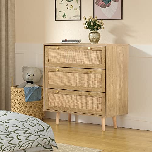 Handmade Rattan Chest of Drawers - Ample Storage Space, Bohemian Style, Durable Construction - Perfect for Bedroom, Living Room, Hallway - 31.5" x 15.75" x 36