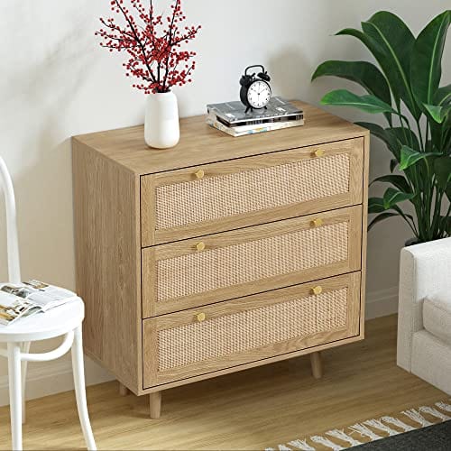 Handmade Rattan Chest of Drawers - Ample Storage Space, Bohemian Style, Durable Construction - Perfect for Bedroom, Living Room, Hallway - 31.5" x 15.75" x 36