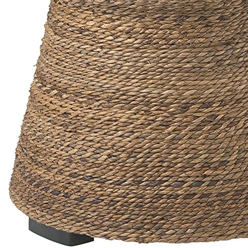 Handwoven Abaca Wooden End Table | Natural Brown | Rustic Farmhouse Accent Furniture