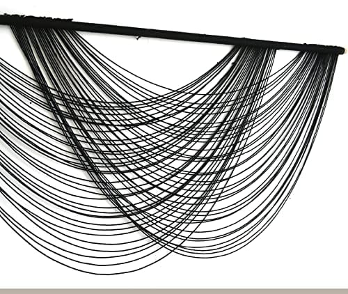 Large Black Macrame Wall Hanging - Boho Yarn Tapestry for Living Room and Bedroom Decor - 59" W x 27" L