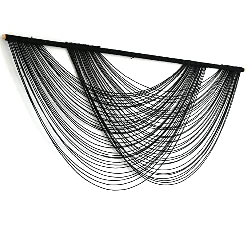 Large Black Macrame Wall Hanging - Boho Yarn Tapestry for Living Room and Bedroom Decor - 59" W x 27" L