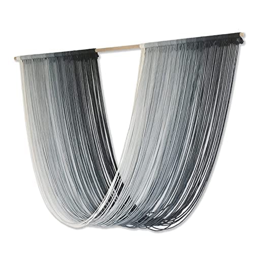 Large Blue Gradient Tie-Dye Macrame Wall Hanging - Bohemian Yarn Tapestry for Home Room Wall Decor, 59" W x 35" L"