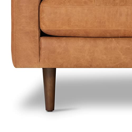 Luxurious 88.5-Inch Full-Grain Leather Sofa in Cognac Tan - Timeless Elegance and Unparalleled Comfort