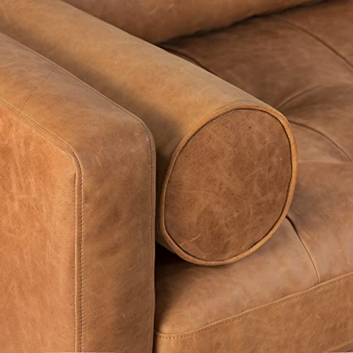 Luxurious 88.5-Inch Full-Grain Leather Sofa in Cognac Tan - Timeless Elegance and Unparalleled Comfort