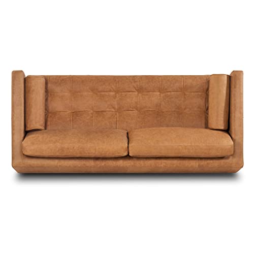 Luxurious 88.5-Inch Full-Grain Leather Sofa in Cognac Tan - Timeless Elegance and Unparalleled Comfort