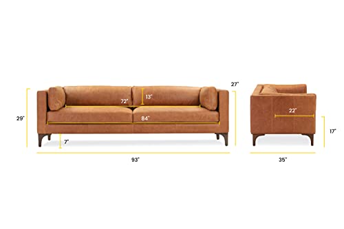 Luxurious Argan Sofa in Full-Grain Pure-Aniline Italian Leather - Cognac Tan