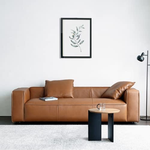 Luxury Elegant Leather Sofa for Living Room, High-Performance and Stable Couch with Extra-Deep Seat, Wide and Thick Armrest, Easy Care & Assembly, Brown