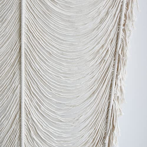 Macrame Curtain Boho Decor - Ivory, Handwoven with Fringed Window Panel, Perfect for Bedroom and Home Decor