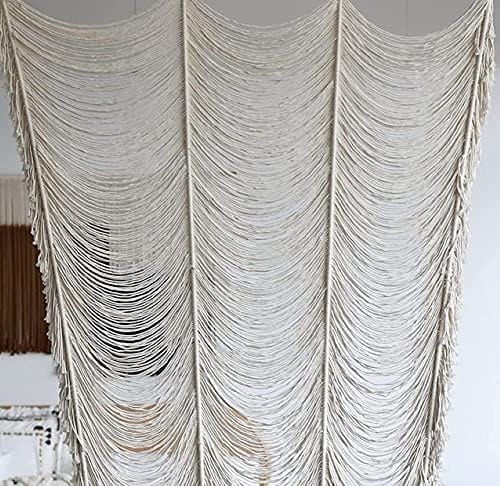 Macrame Curtain Boho Decor - Ivory, Handwoven with Fringed Window Panel, Perfect for Bedroom and Home Decor