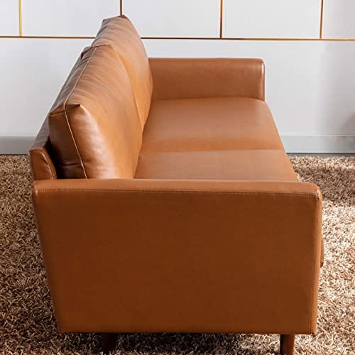 Modern 80'' Faux Leather Sofa Couch | Solid Wooden Frame, Padded Cushions