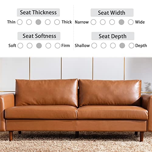 Modern 80'' Faux Leather Sofa Couch | Solid Wooden Frame, Padded Cushions