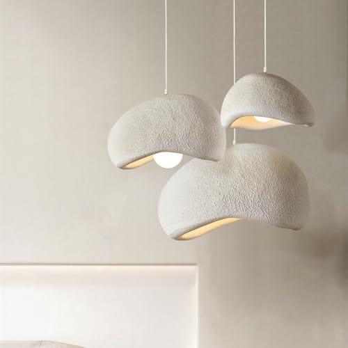 Modern Minimalist Pendant Lighting - White Concrete Look Chandelier - Scandinavian Design - 11.8 Inches