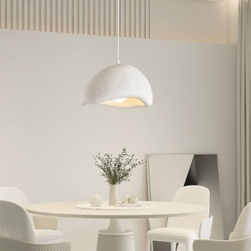 Modern Minimalist Pendant Lighting - White Concrete Look Chandelier - Scandinavian Design - 11.8 Inches