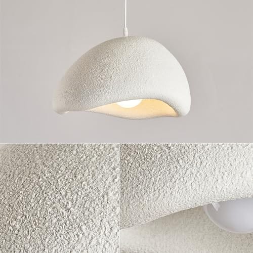 Modern Minimalist Pendant Lighting - White Concrete Look Chandelier - Scandinavian Design - 11.8 Inches