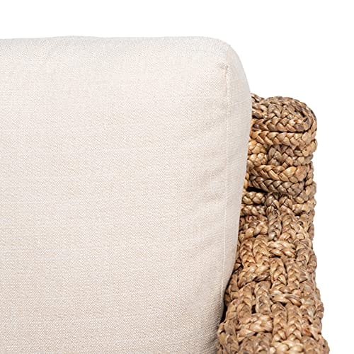 Natural/Beige Cushion Water Hyacinth Accent Chair - Chic and Comfortable, Fully Assembled