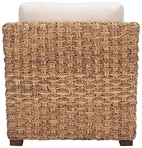 Natural/Beige Cushion Water Hyacinth Accent Chair - Chic and Comfortable, Fully Assembled