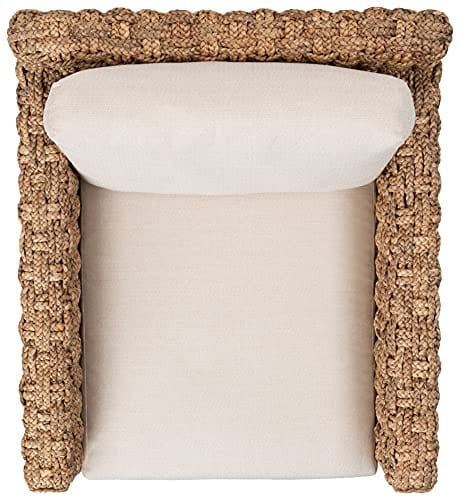 Natural/Beige Cushion Water Hyacinth Accent Chair - Chic and Comfortable, Fully Assembled