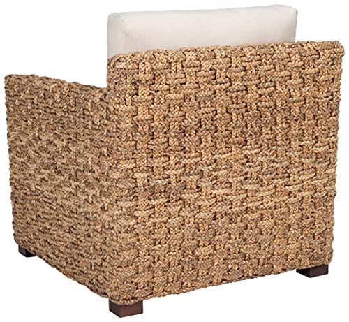 Natural/Beige Cushion Water Hyacinth Accent Chair - Chic and Comfortable, Fully Assembled