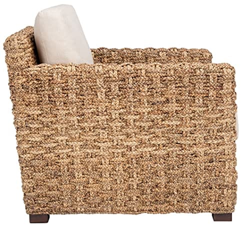 Natural/Beige Cushion Water Hyacinth Accent Chair - Chic and Comfortable, Fully Assembled