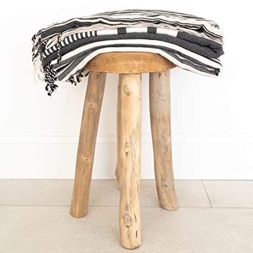 Natural Handcrafted Teak Wood Stool - Unique Organic Style for Home Decor, No Assembly Required