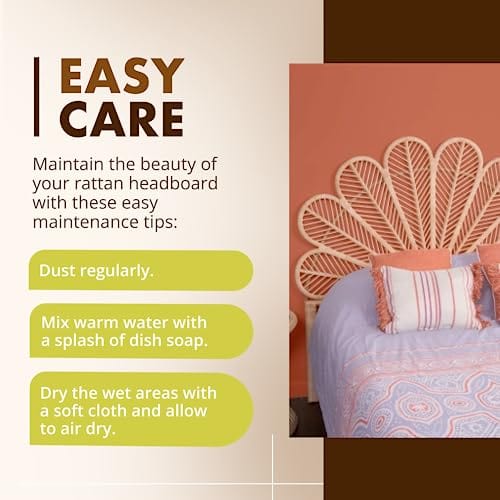 Natural Petal Rattan Full Headboard - Bohemian Tropical Decor - Artisan Craftsmanship