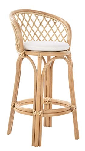 Natural Rattan Criss-Cross Kitchen Bar Stool - Light Brown - Elegant and Comfortable - Ideal for Bars and Countertops