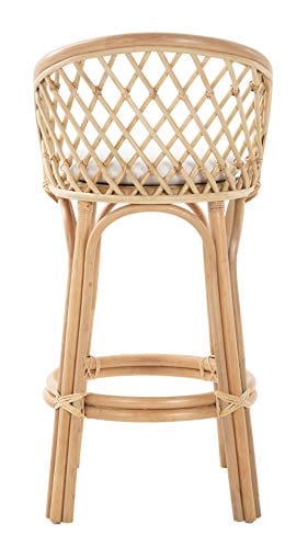 Natural Rattan Criss-Cross Kitchen Bar Stool - Light Brown - Elegant and Comfortable - Ideal for Bars and Countertops