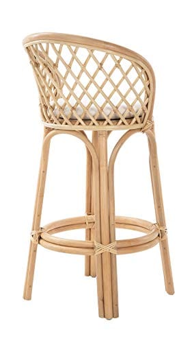 Natural Rattan Criss-Cross Kitchen Bar Stool - Light Brown - Elegant and Comfortable - Ideal for Bars and Countertops