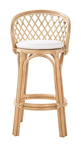 Natural Rattan Criss-Cross Kitchen Bar Stool - Light Brown - Elegant and Comfortable - Ideal for Bars and Countertops