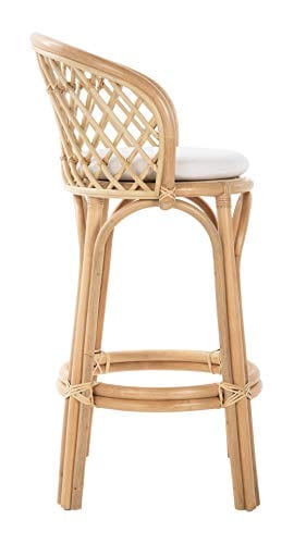 Natural Rattan Criss-Cross Kitchen Bar Stool - Light Brown - Elegant and Comfortable - Ideal for Bars and Countertops