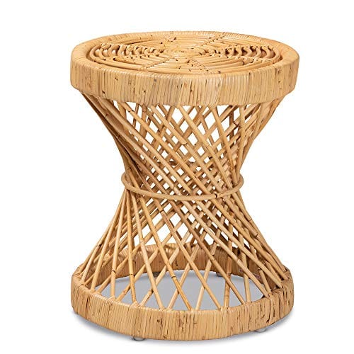 Natural Rattan End Table - Handmade with Woven Detailing, Modern and Contemporary Design