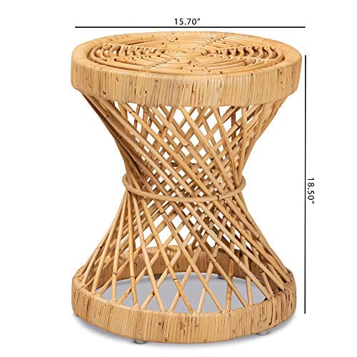 Natural Rattan End Table - Handmade with Woven Detailing, Modern and Contemporary Design