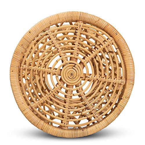 Natural Rattan End Table - Handmade with Woven Detailing, Modern and Contemporary Design