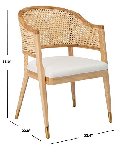 Natural Rattan Living Room Accent Chair - Couture Chic Design, Sturdy Ash Wood Frame, Cushioned Seat, Easy Assembly - Boho Furniture